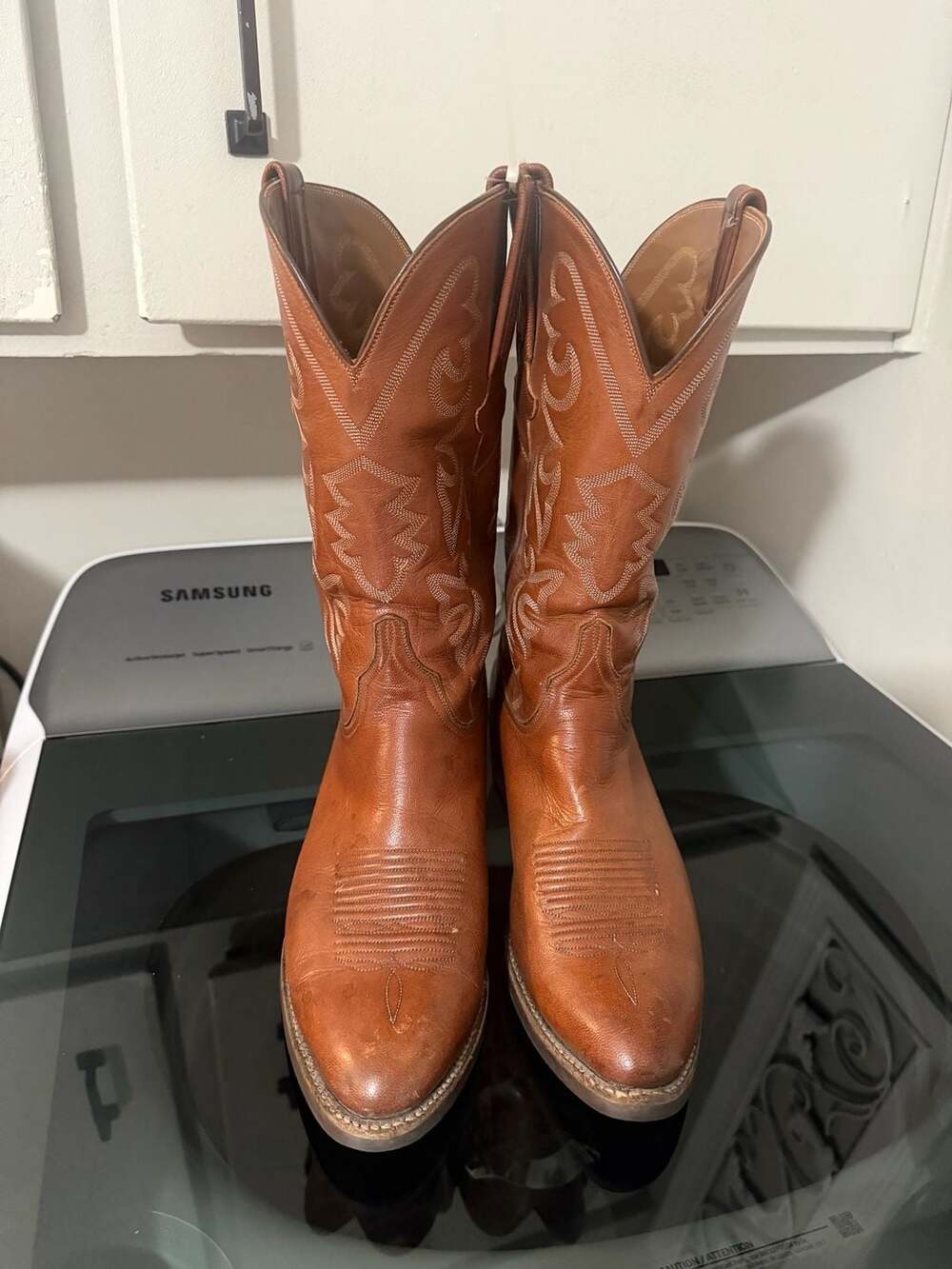 Lucchese Hand Made Western Cowboy Boots Brown Leather size 8 1/2 D